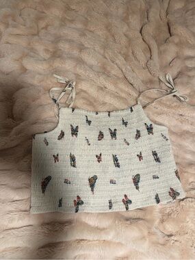 Top with Colorful Butterfly Print